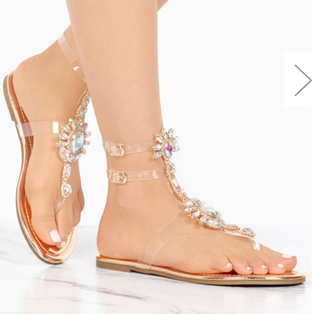 Rose Gold clear strap Sandal